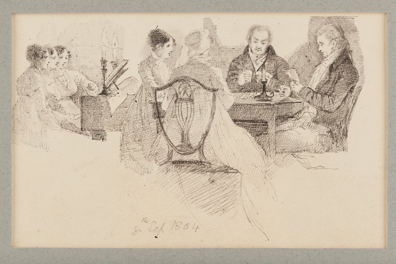An Evenings Entertainment, 1804 (penn og blekk på papir) av John Harden