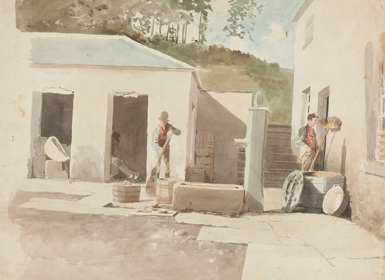 Brathay Yard, Lake District, Cumbria (wc på papir) av John Harden