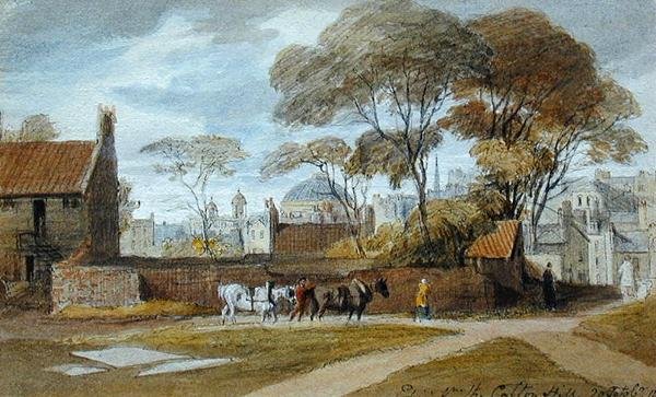 Calton Hill, Edinburgh - The Register House (akvarell på papir) av John Harden