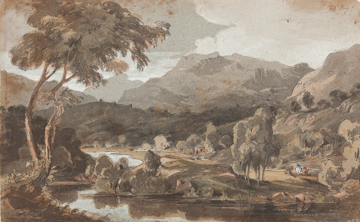Elter Water, Lake District, Cumbria (wc på papir) av John Harden