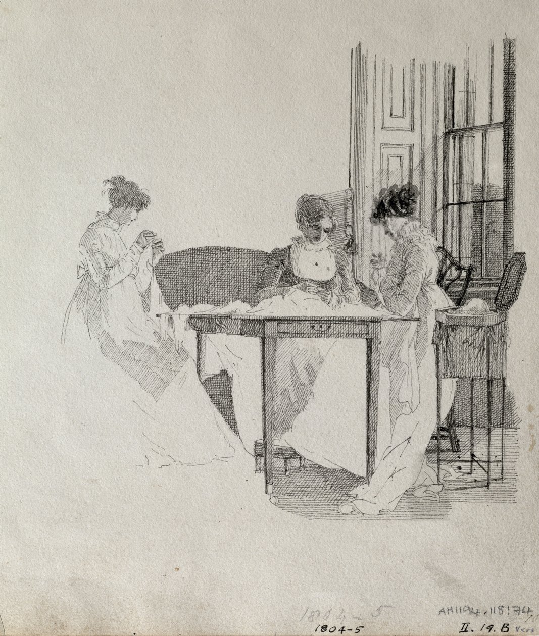 Damesøm, 1805 (penn og blekk på papir) av John Harden