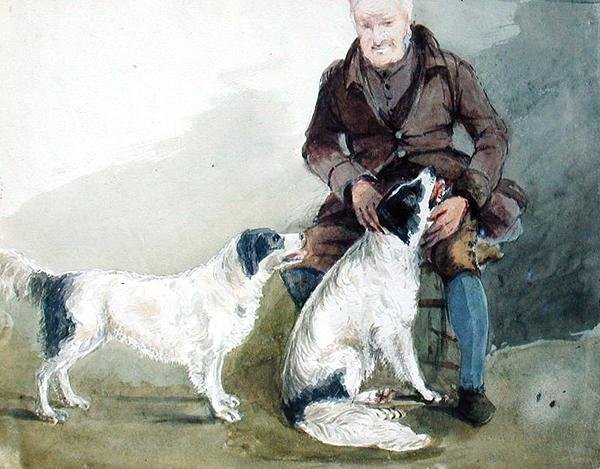 Major Gilpin og hundene hans (akvarell på papir) av John Harden