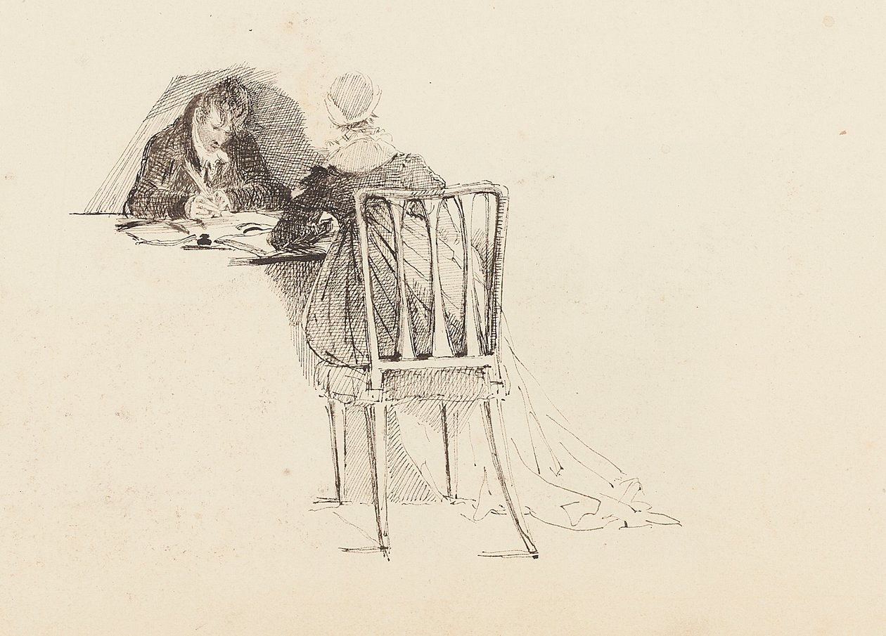 Mann og kvinne sitter ved et bord, 1805 av John Harden