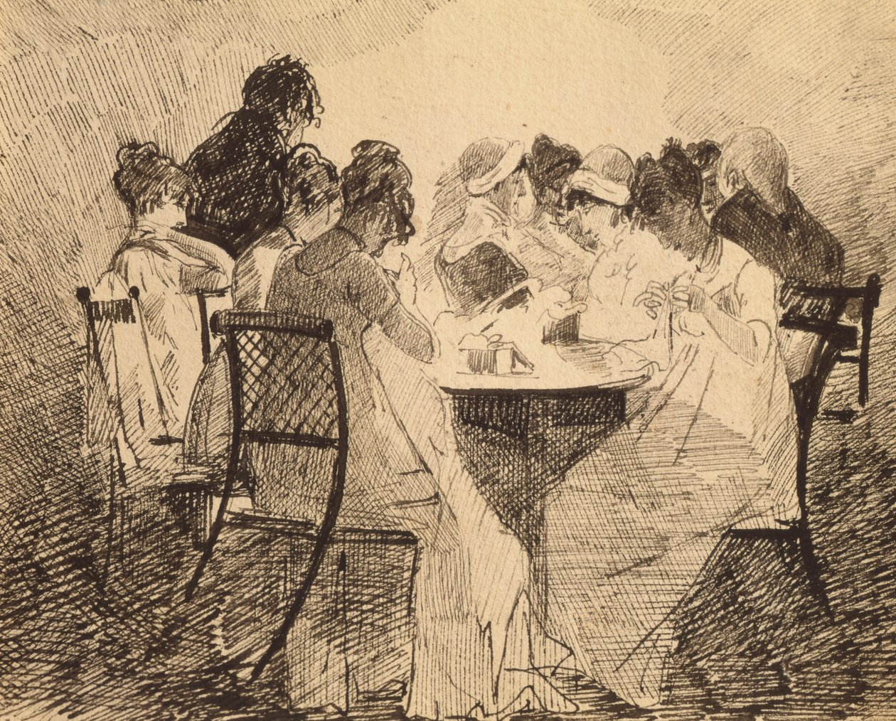 Fest i Dublin, 1809 (penn og blekk på papir) av John Harden