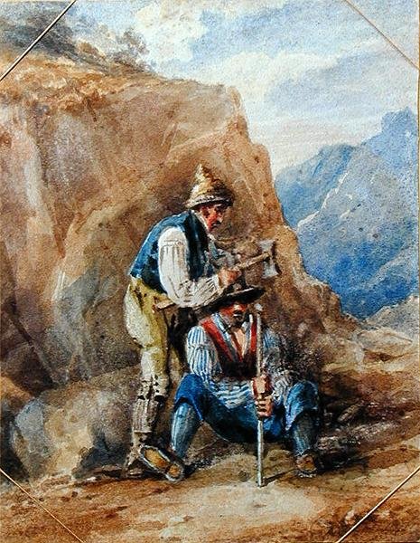 Quarry Workers (akvarell på papir) av John Harden