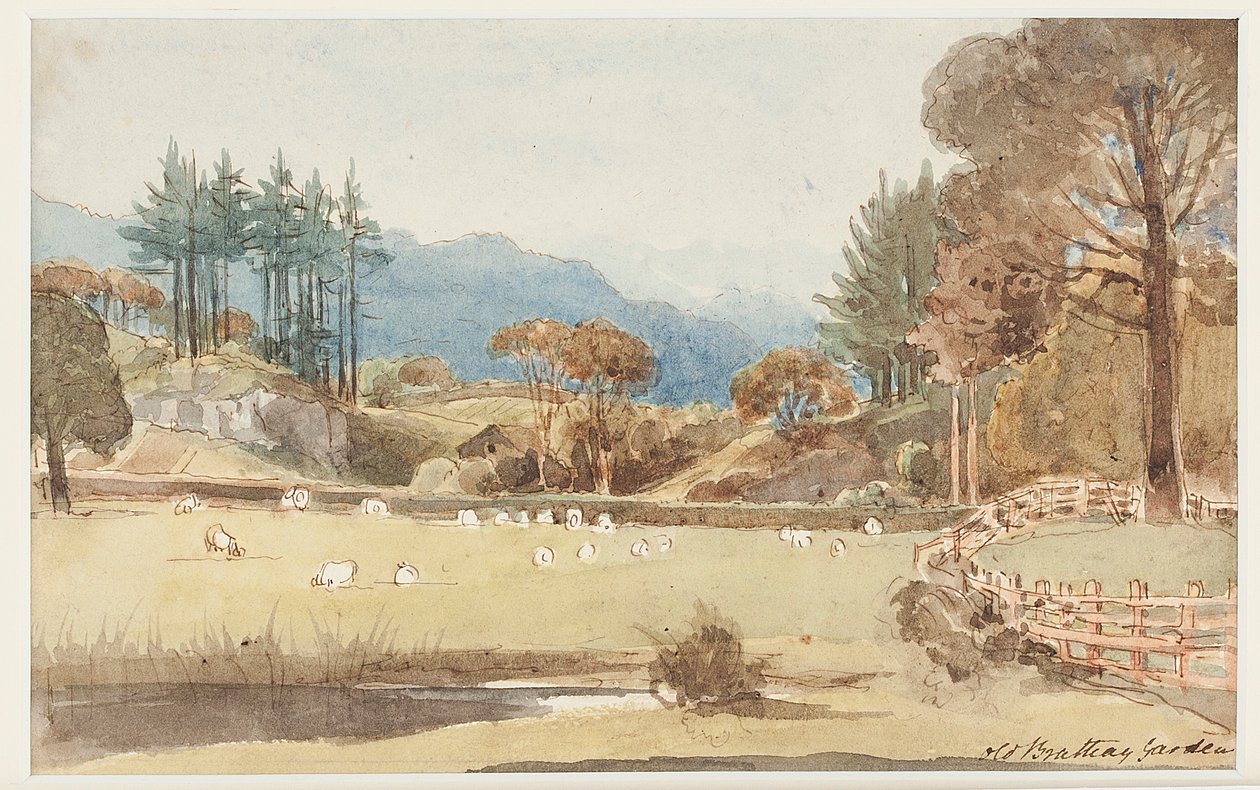 Utsikt til Langdale, Lake District, Cumbria, 1831 (wc på papir) av John Harden