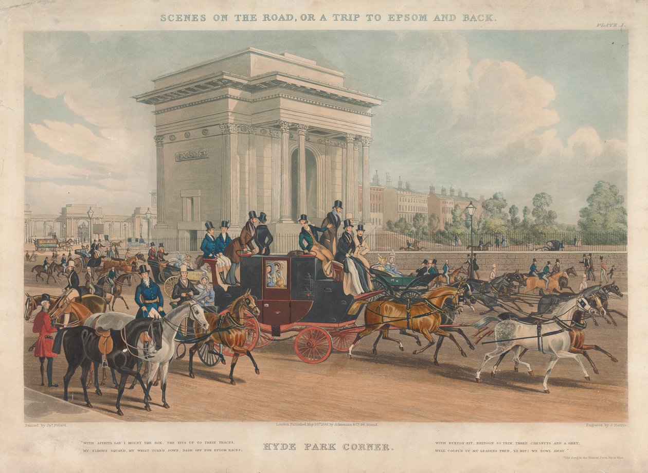 Scener på veien, eller en tur til Epsom og tilbake, Hyde Park Corner av John Harris