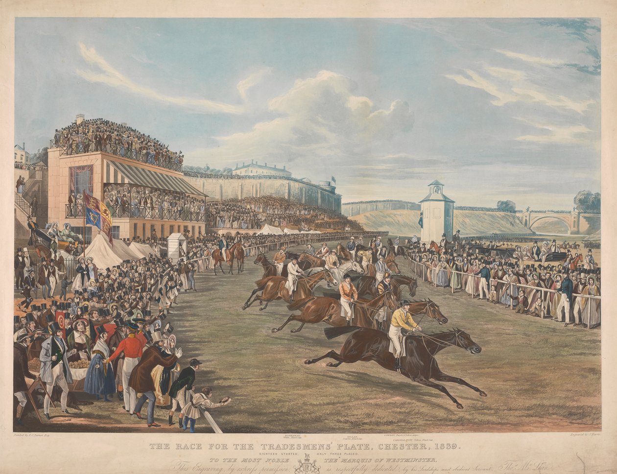 Race for Tradesmens' Plate, Chester, 1839 / Atten startet, bare tre plasserte ... av John Harris