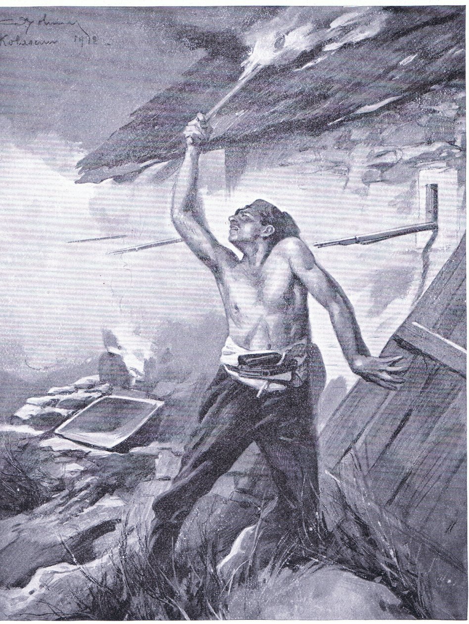 En grensehendelse fra Balkankrigen 1912, fra Hutchinsons History of the Nations (Volume 4) utgitt av Hutchinson, ca. 1920 (litho) av John Harris Valda