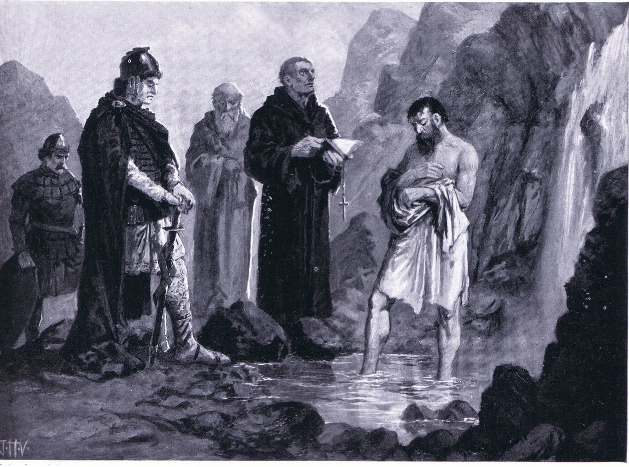 Baptism of Boris I, illustrasjon fra Hutchinsons History of the Nations VOL 4 ca. 1920-tallet av John Harris Valda