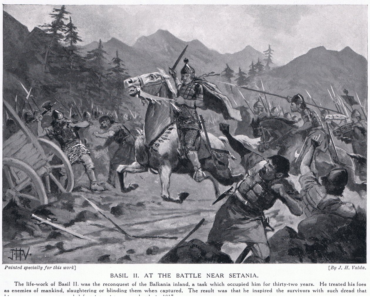Basil II, i kamp nær Setania 1017AD av John Harris Valda