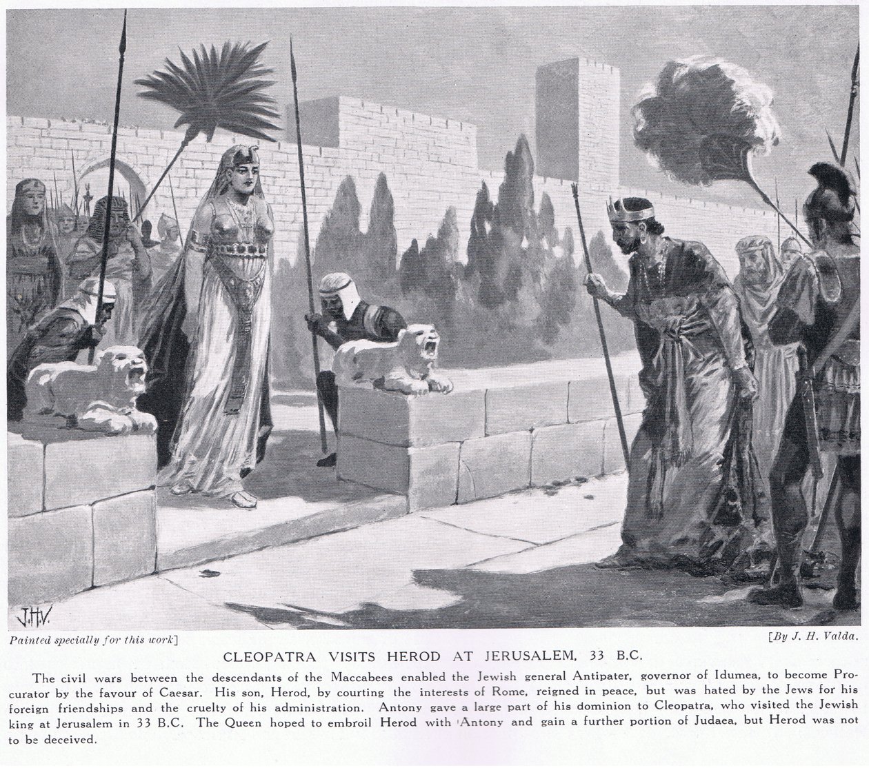 Kleopatra besøker Herodes i Jerusalem 33 f.Kr av John Harris Valda