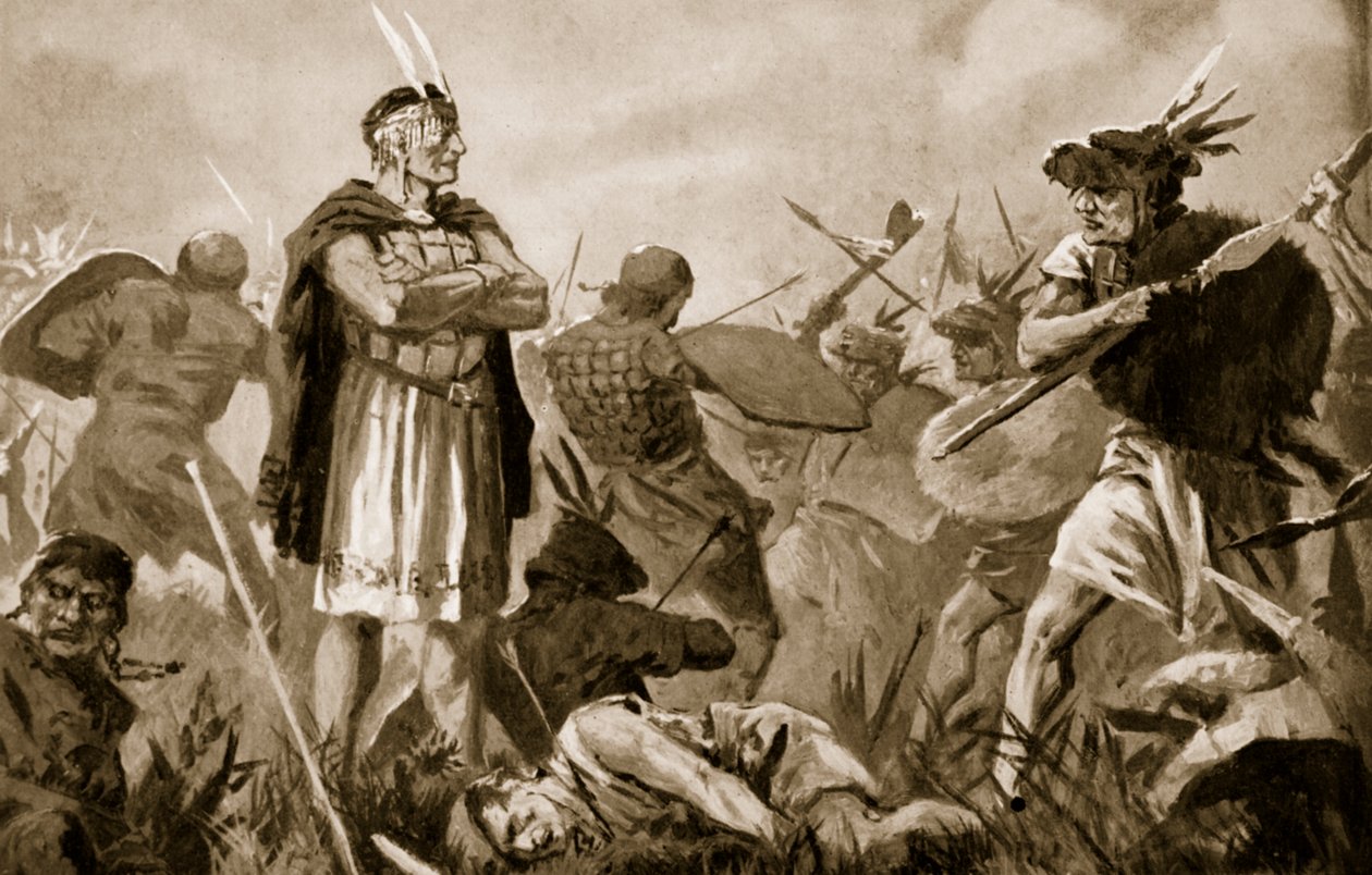 Huascar og Atahualpa kjemper om Inkariket av John Harris Valda