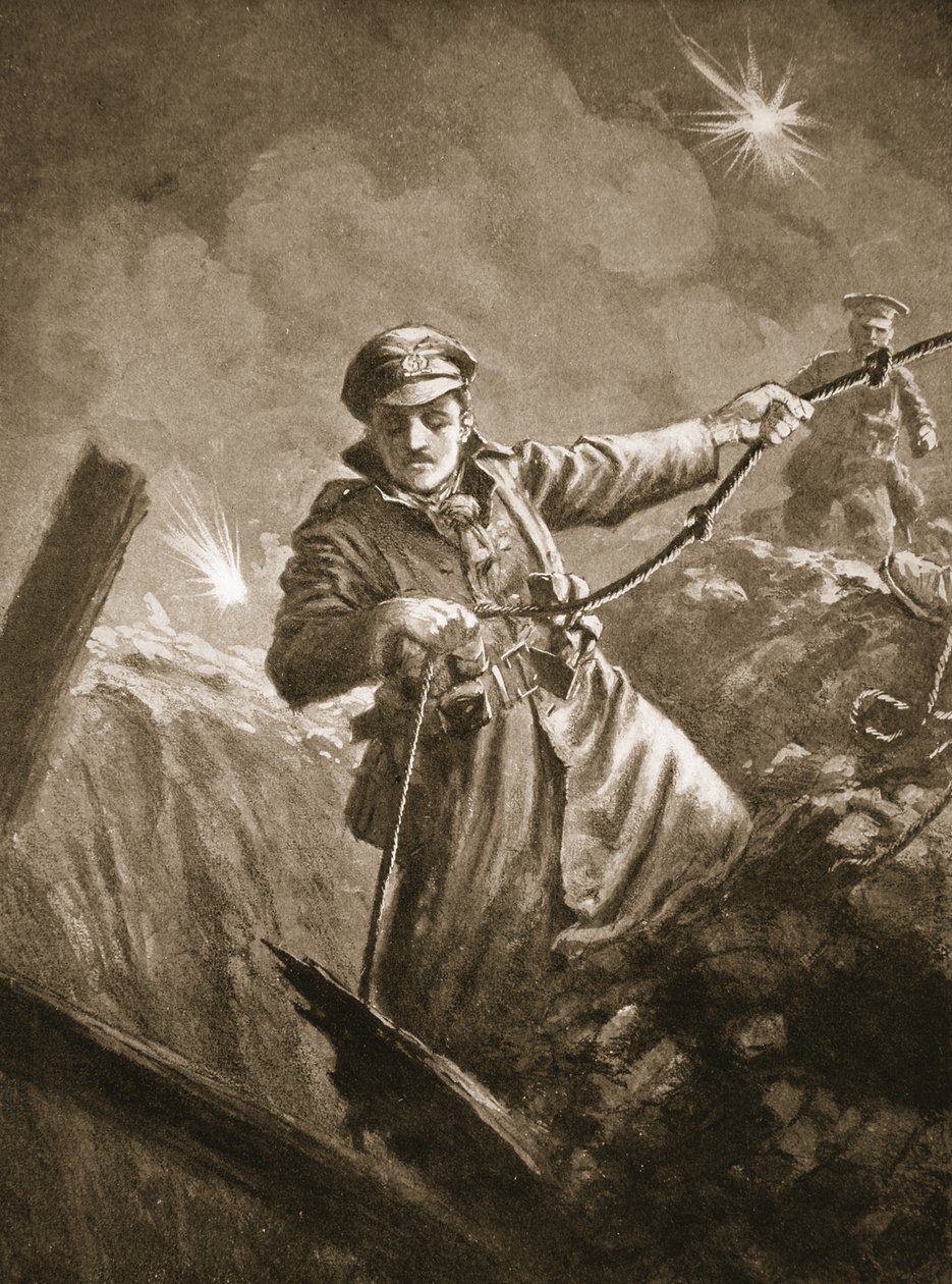 Løytnant G.P. Burlton hjelper til med å redde bevisstløse menn fra en gruve av John Harris Valda