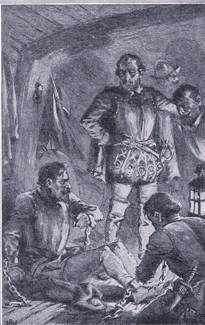 Santiago ble sendt i forkant for å utforske, løp i land og ble vraket, Newnes Pictorial Knowledge utgitt av Newnes, ca. 1950-tallet (litho) av John Harris Valda