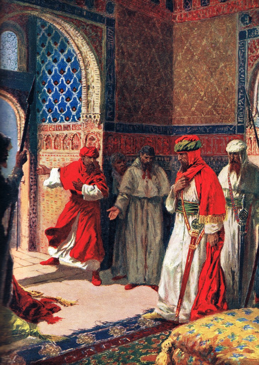 The Last Council of Boabdil ved Alhambra, 1492, illustrasjon fra 