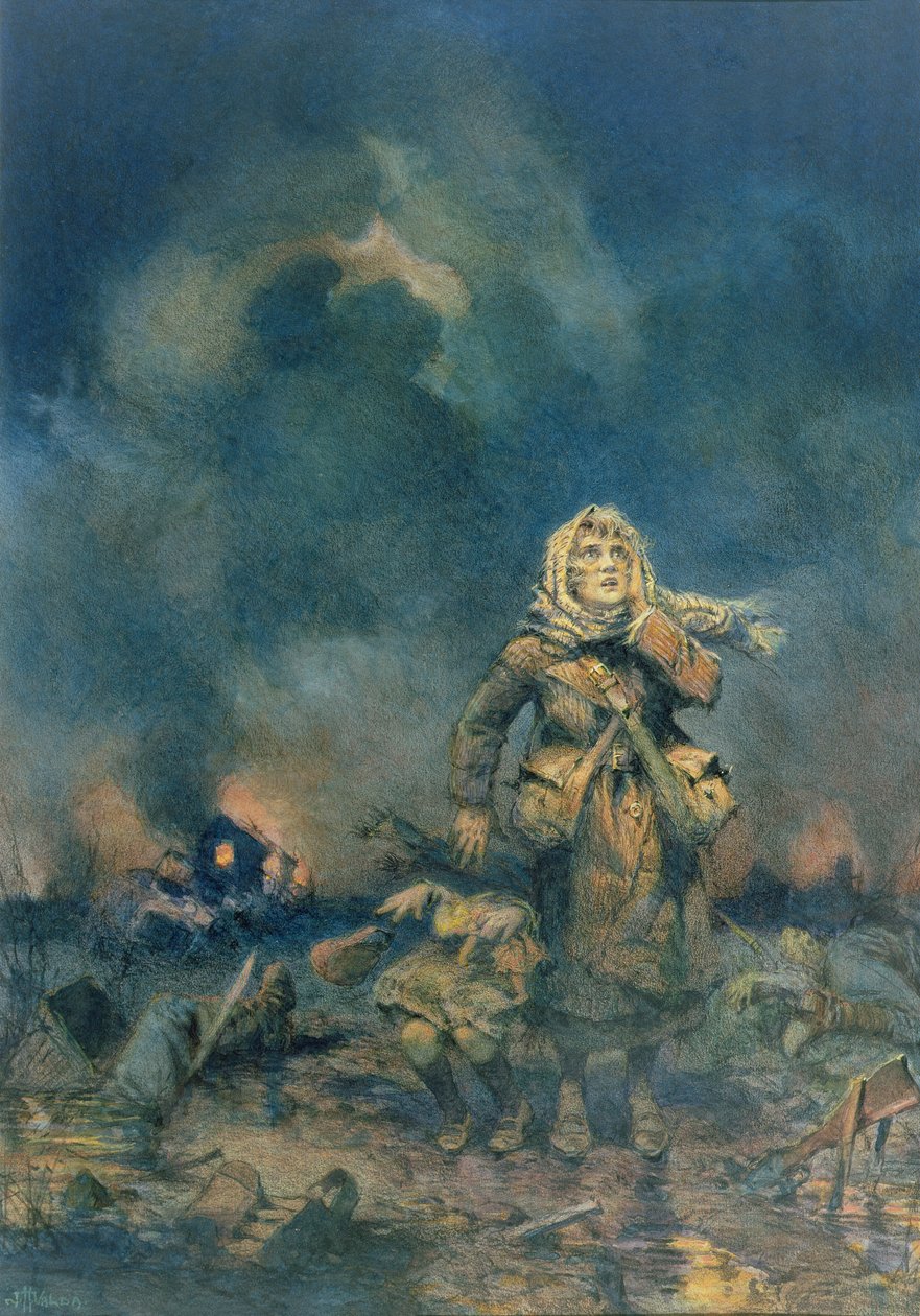 The Shell (wc og fargestift på papir) av John Harris Valda