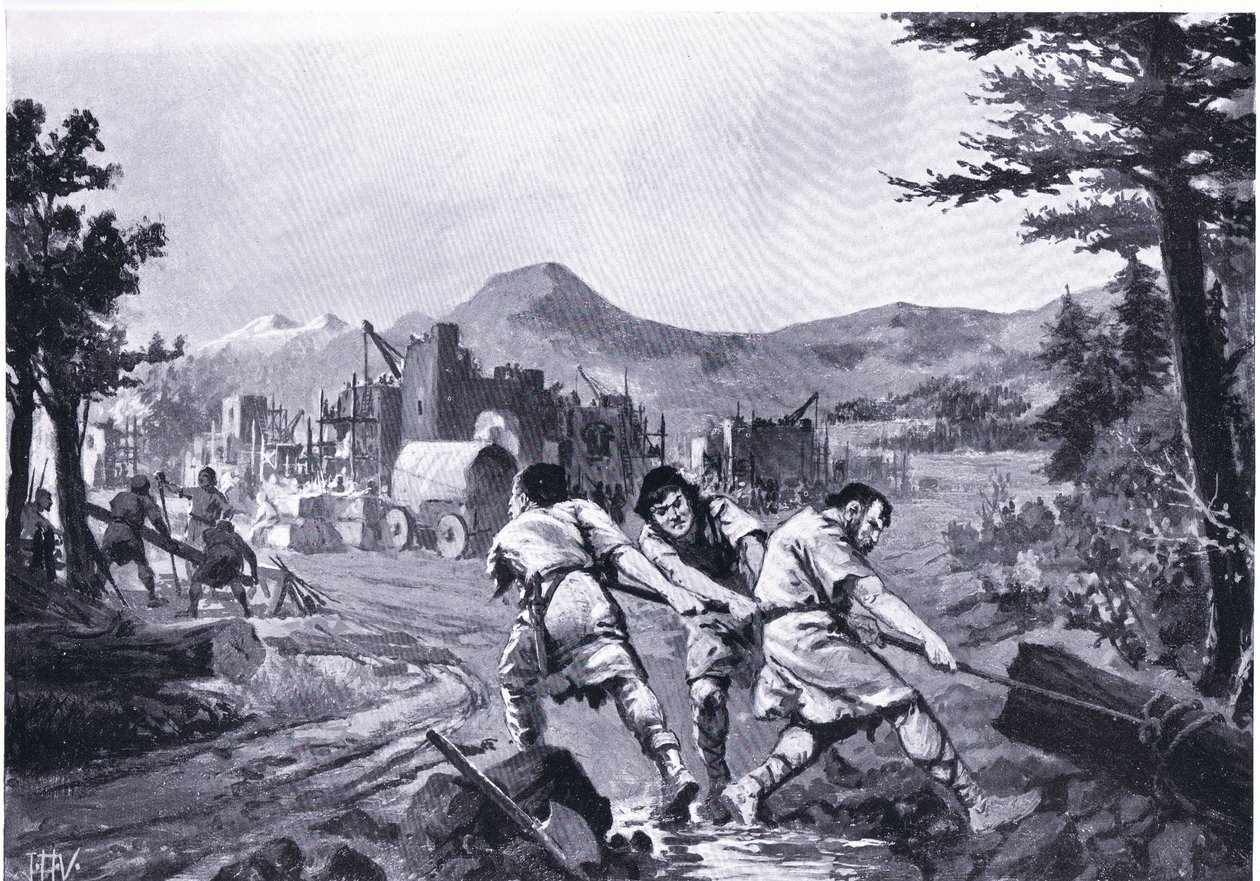 Wallachiske fjellmenn grunnla en by på 800-tallet, fra Hutchinsons History of the Nations av John Harris Valda