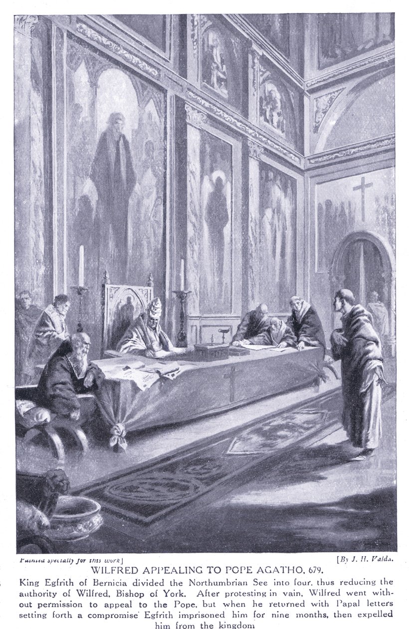 Wilfred appellerte til pave Agatho AD679, 1920-tallet av John Harris Valda
