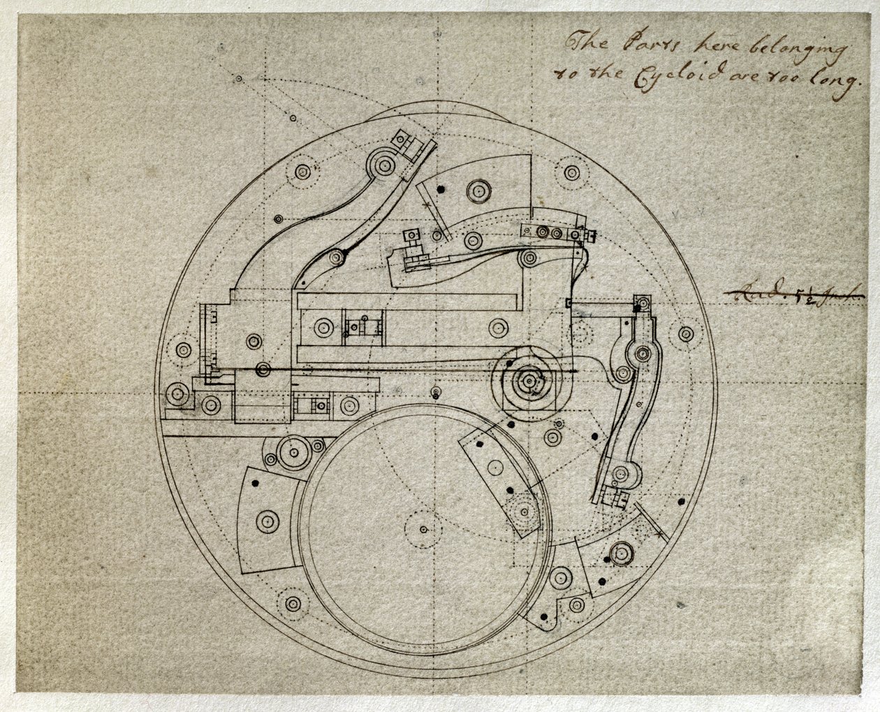 Tegning av utformingen av bevegelsen til H4-tidtakeren av John Harrison (1693-1776), ca. 1759 (penn og blekk på papir) av John Harrison