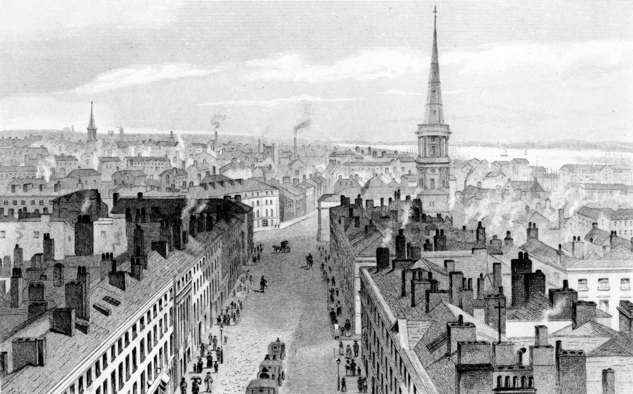 Liverpool fra rådhuset, ser sørover, gravert av John Rogers, ca. 1830 av John Harwood