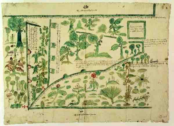 Kart som viser en del av Manor of Shawe, Berkshire, England (blekk og akvarell på vellum) av John Hasard