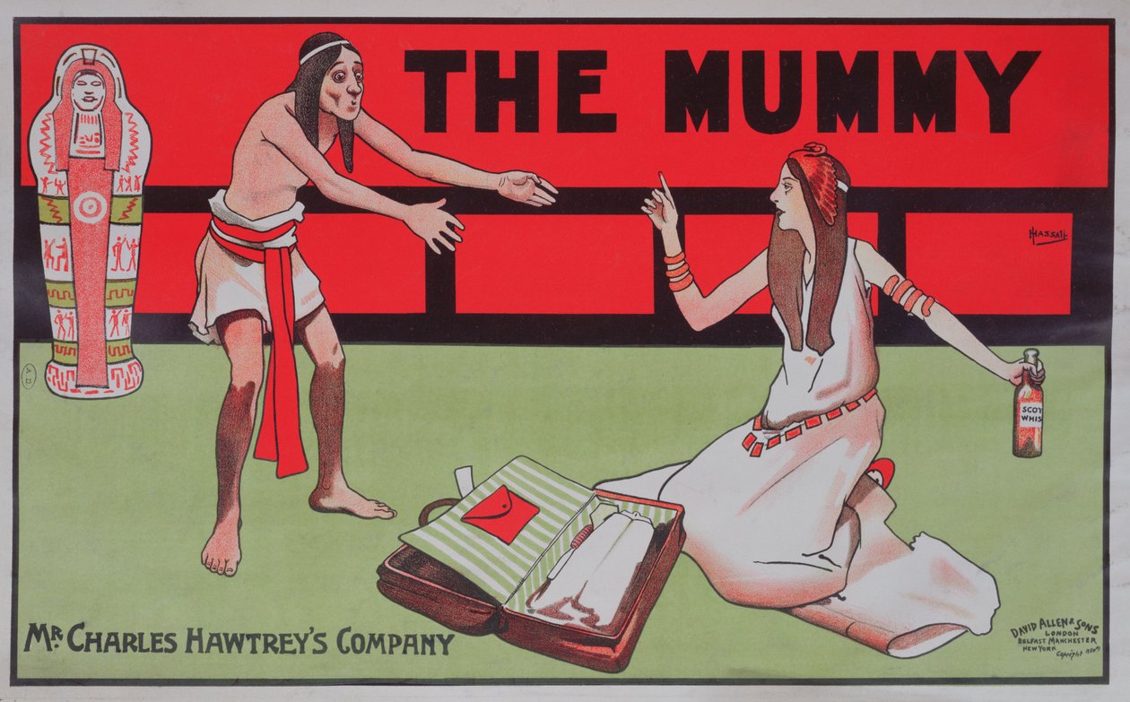 Plakatreklamewhisky produsert av Charles Hawtrey-selskapet, ca. 1900 (farge litho) av John Hassall