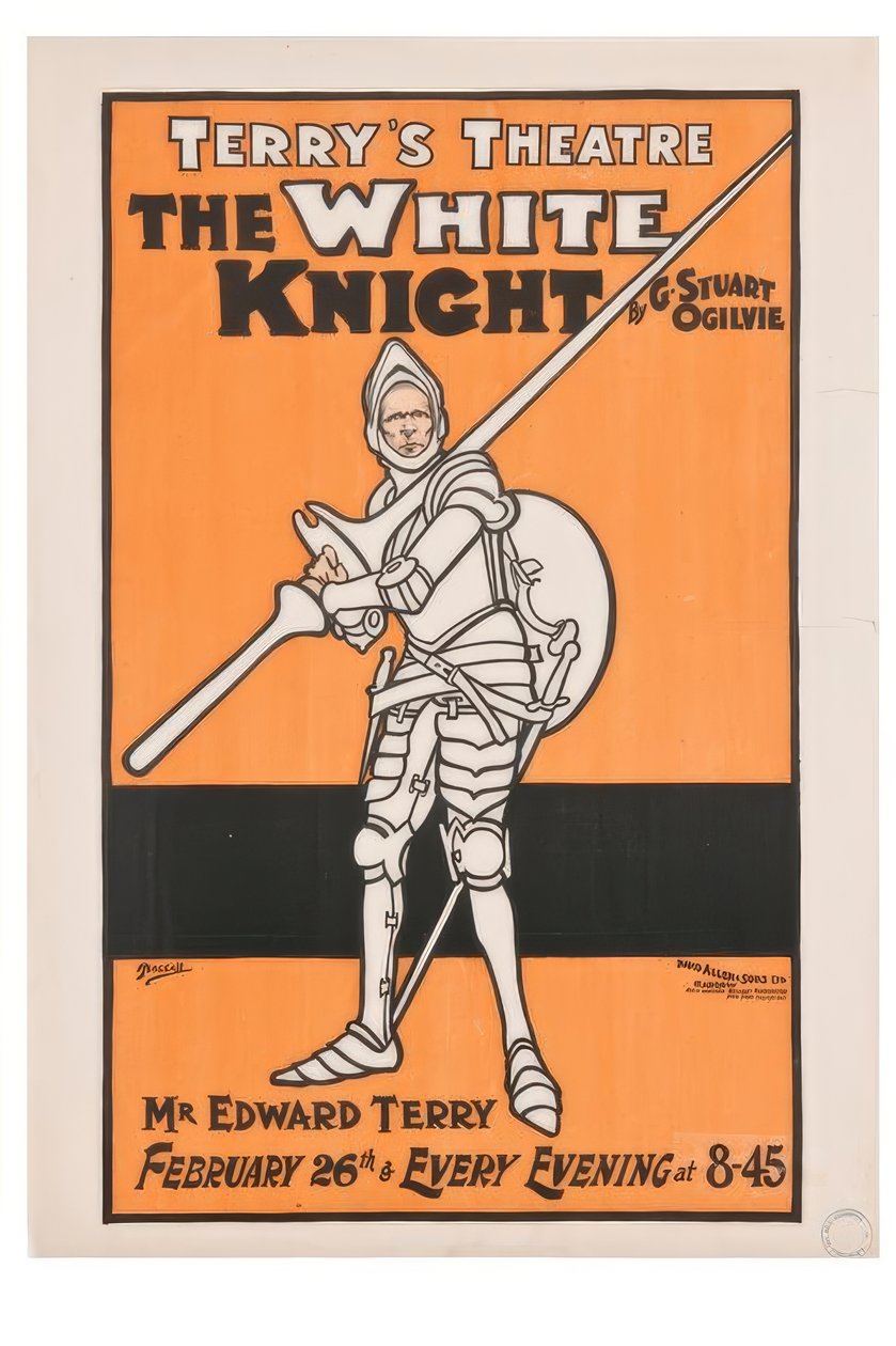 "Terrys Theatre. The White Knight" / J. Hassall / Plakat, 1898 av John Hassall