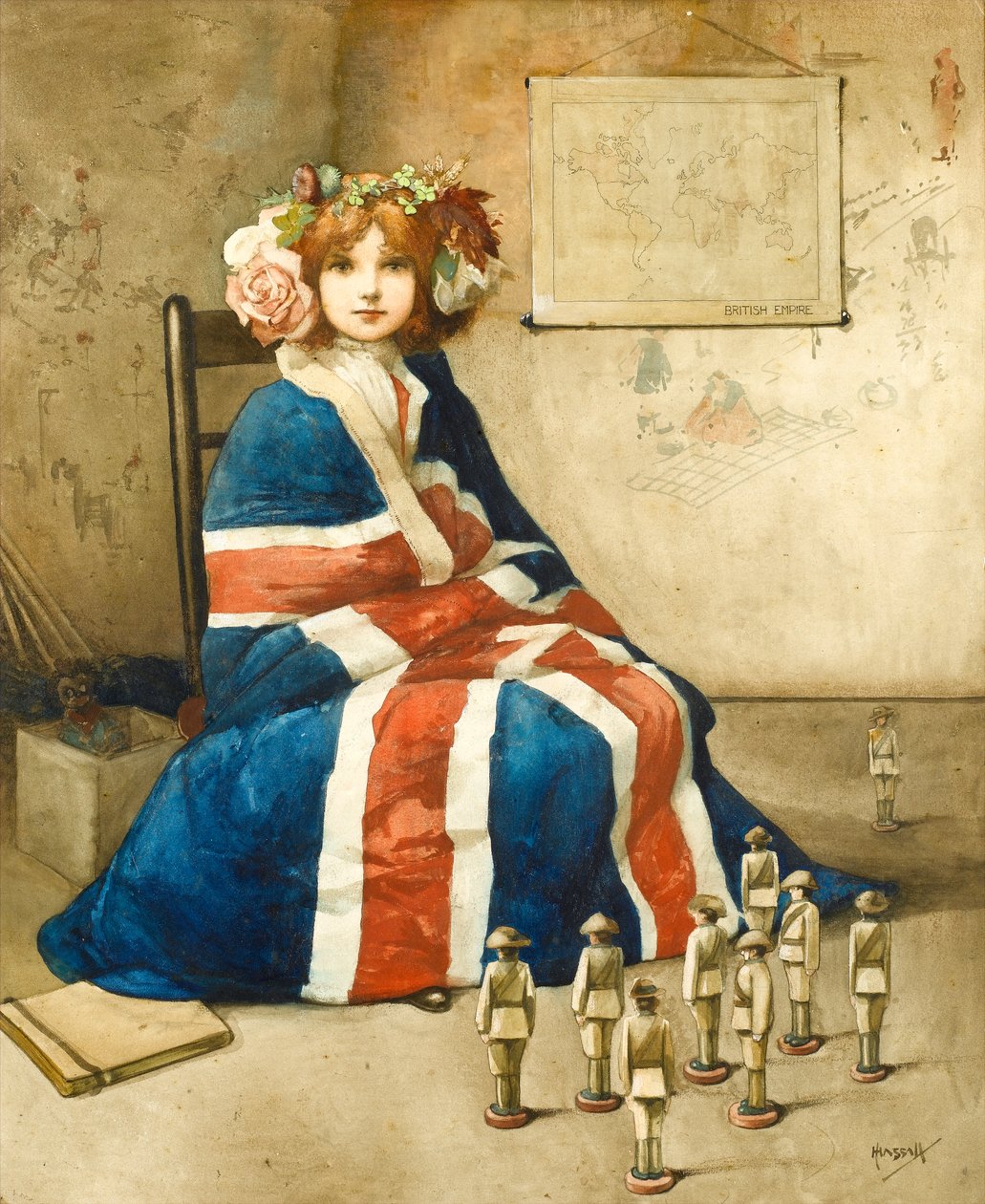 Det britiske imperiet, ca. 1900 (akvarell på papir) av John Hassall