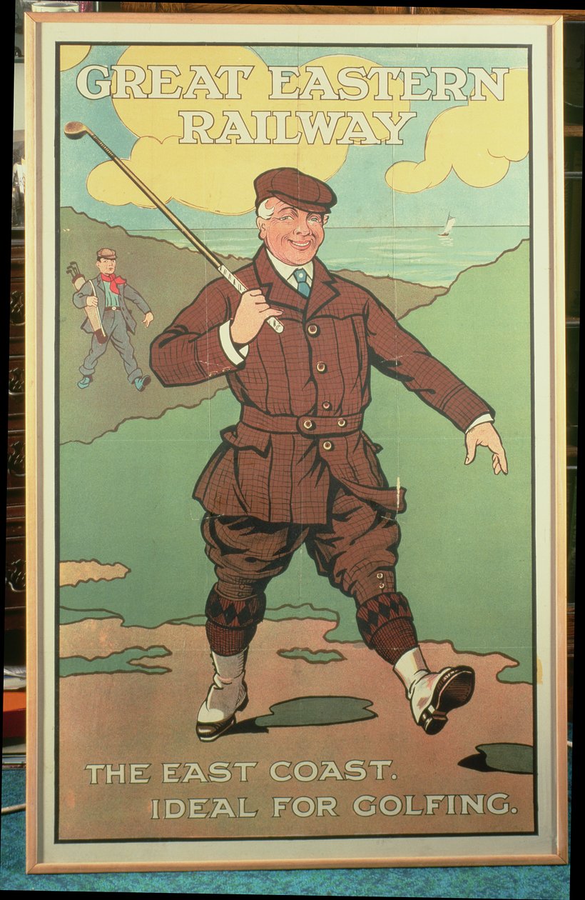Østkysten: Ideell for golf. Plakat for Great Eastern Railway av John Hassall