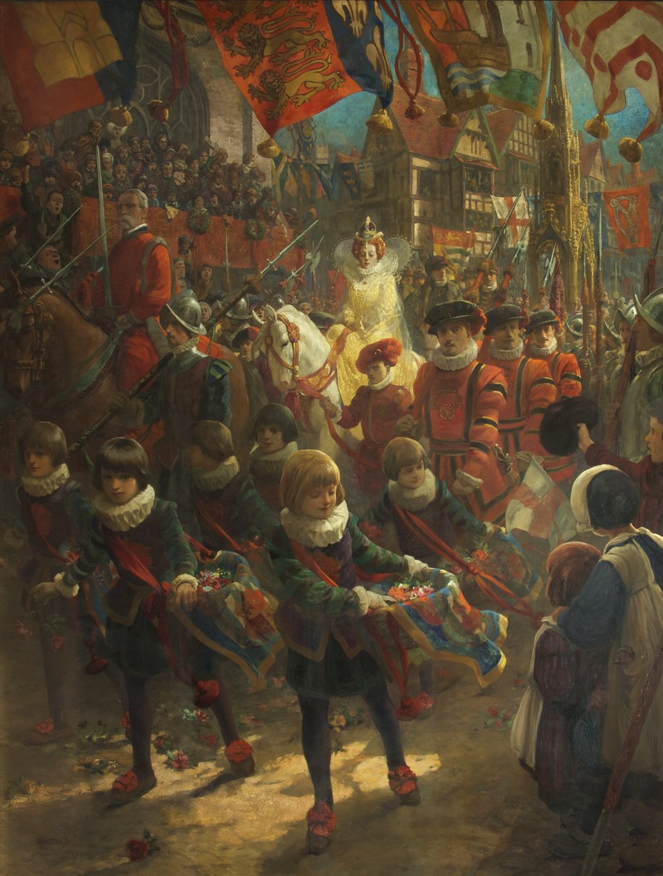 Dronning Elizabeths statsinntreden i Bristol, 14. august 1574 av John Hassall