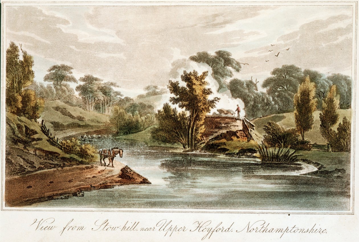 Grand Junction Canal fra Stow Hill nær Upper Heyford, Northamptonshire, 1819 av John Hassell