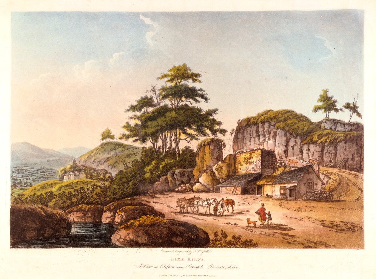 Limeovner. En utsikt ved Clifton nær Bristol, Gloucestershire, 1798. av John Hassell