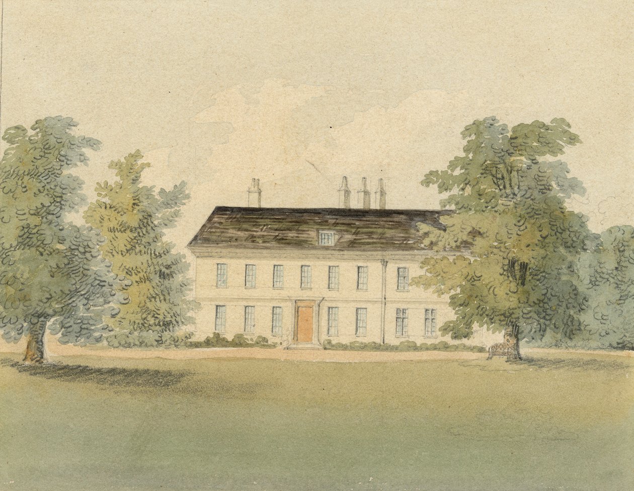 Presten Drummonds prestehus, 1823 (akvarell på papir) av John Hassell
