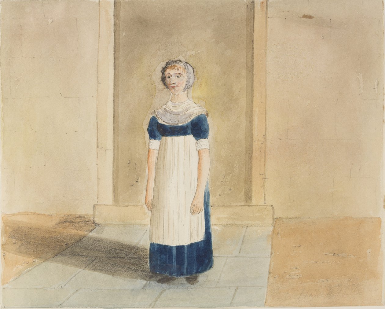 Portrett av en elev fra St Georges Charity School for Girls, King Street, Southwark, nå kjent som Newcomen Street, 1826 (wc på papir) av John Hassell