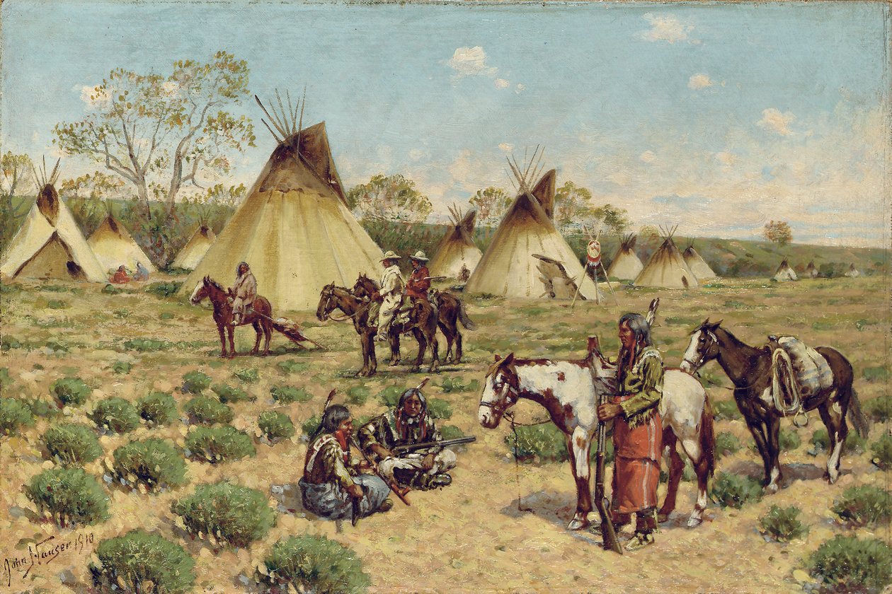 Sioux Encampment, Porcupine, 1910 av John Hauser