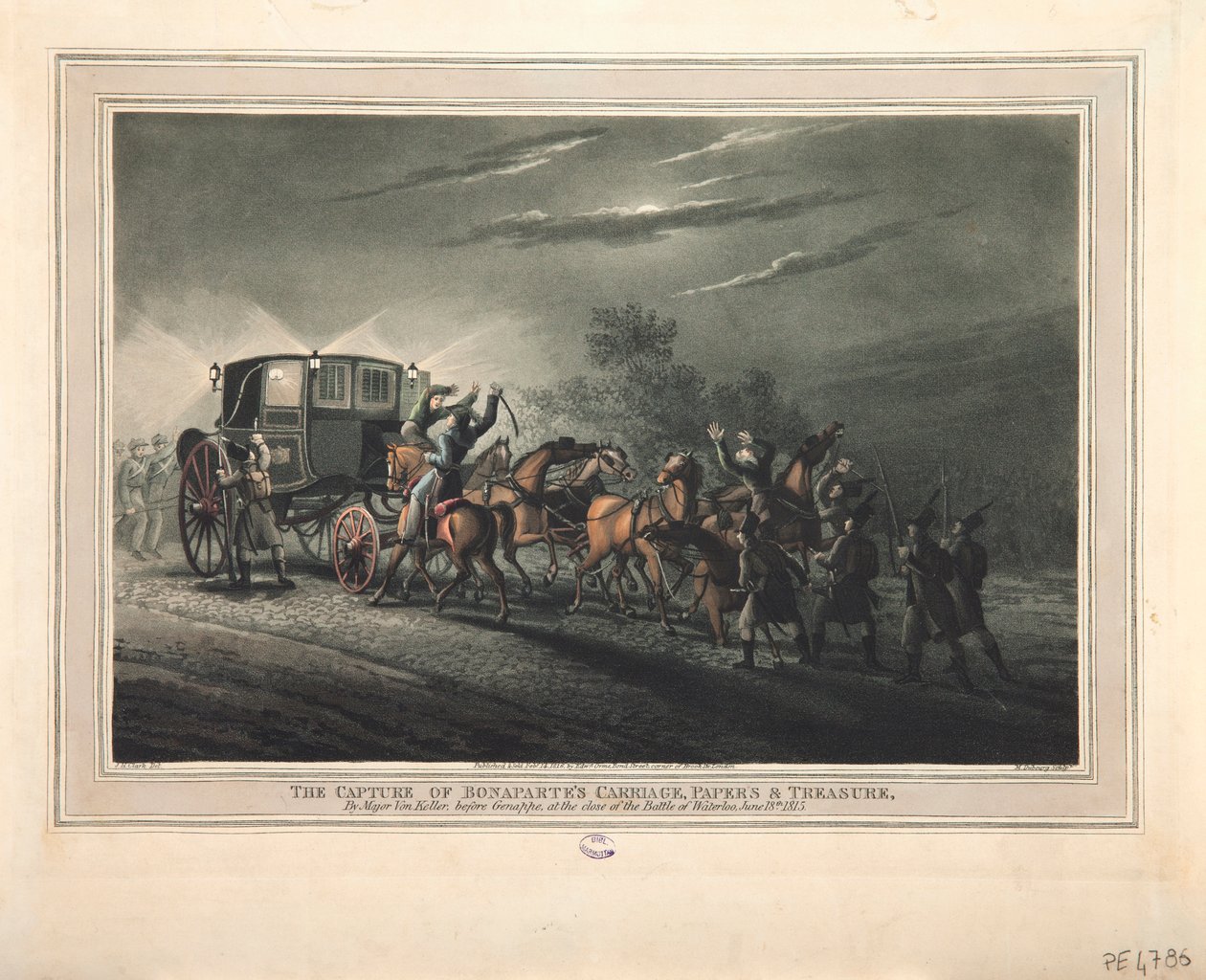 Fangsten av Bonapartes vogn, papirer og skatter av major Von Keller, 1816 av John Heaviside Clark