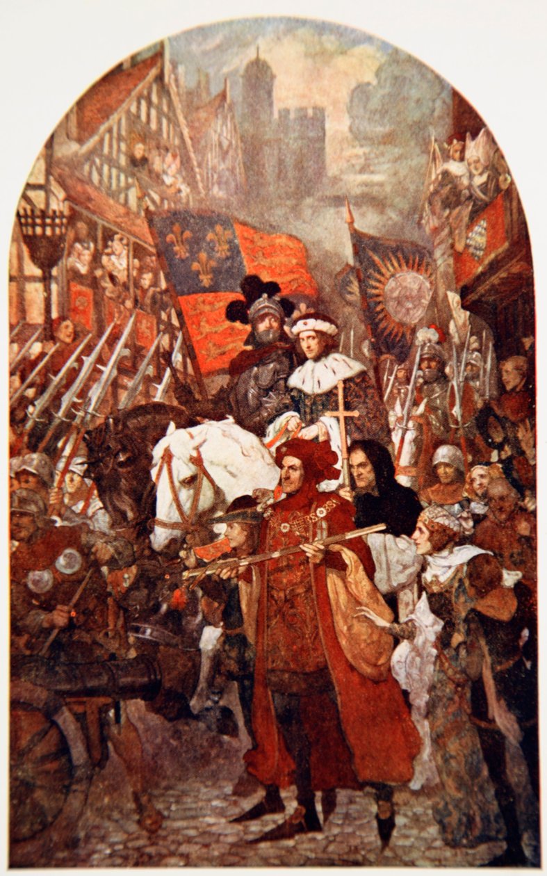 Band som marsjerer til støtte for Edward IV i slaget ved Barnet av John Henry Amshewitz