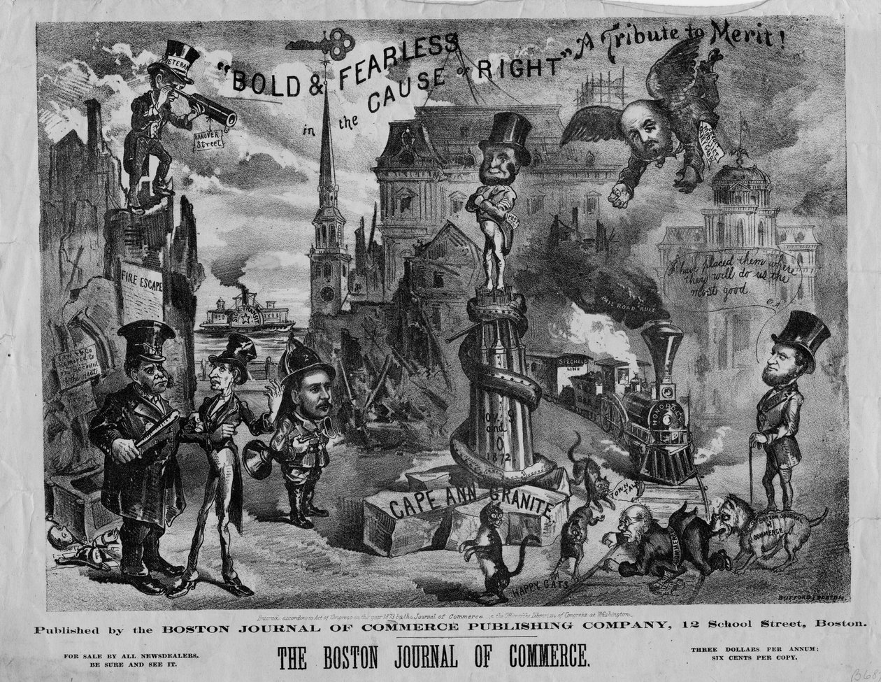 Bold og fearless in the cause of right: a tribute to merit!, utgitt av Boston Journal of Commerce, 1873 av John Henry Bufford