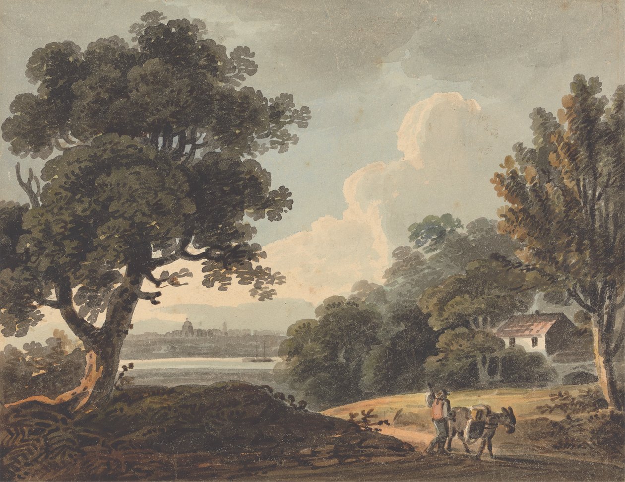 Landskap med en fjern utsikt over London av John Henry Campbell
