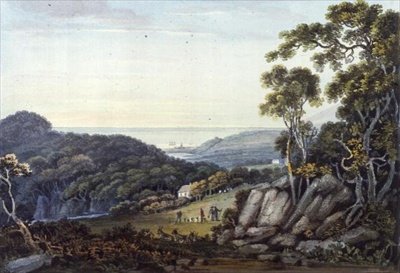 Utsikt fra Dargle til Bray, Glen of the Downs, Co. Wicklow, ca. 1822 (akvarell) av John Henry Campbell