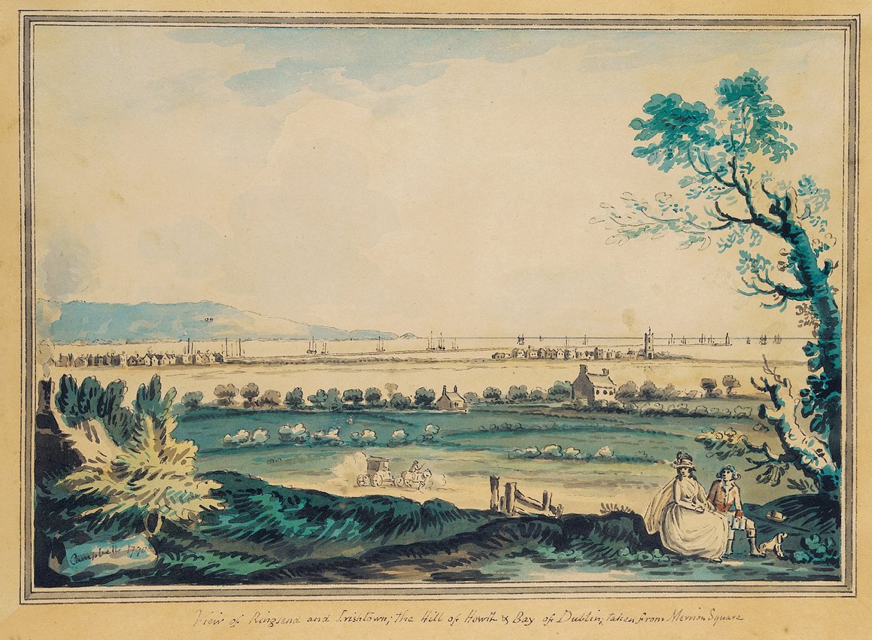 Utsikt over Ringsend fra Merrion Square, Dublin av John Henry Campbell