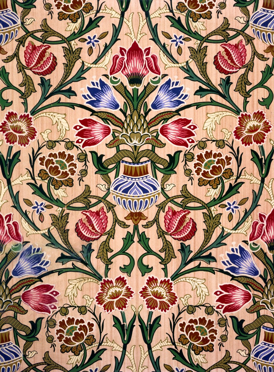 Single Stem Tapet Design, 1905 (farget treblokktrykk på papir) av John Henry Dearle