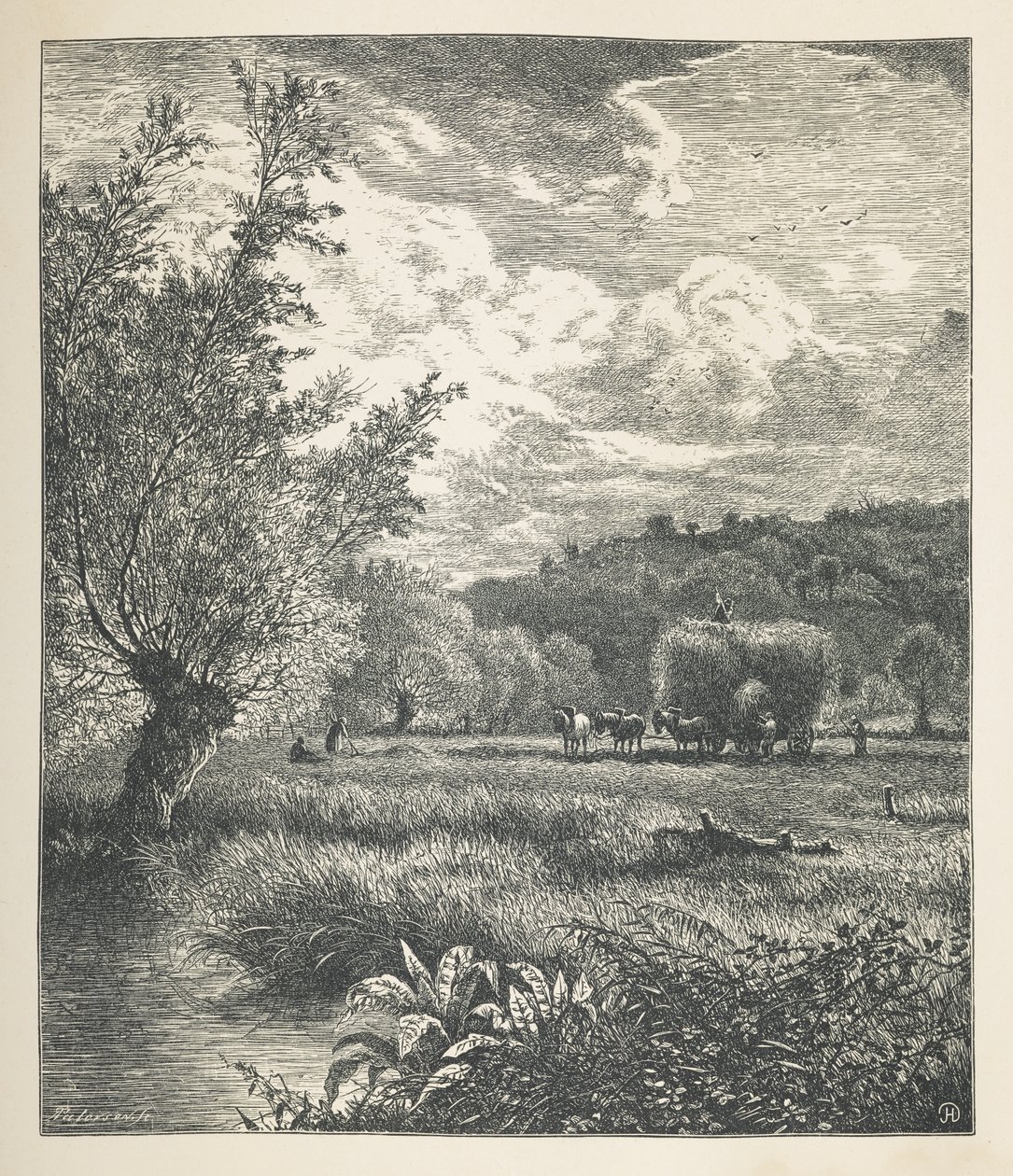 Tallerken 10. En høystakk på en vogn.  Naturbilder. En serie på tretti originale illustrasjoner tegnet på tre av J. H. Dell, og gravert av R. Paterson.  John Henry Dell av John Henry Dell