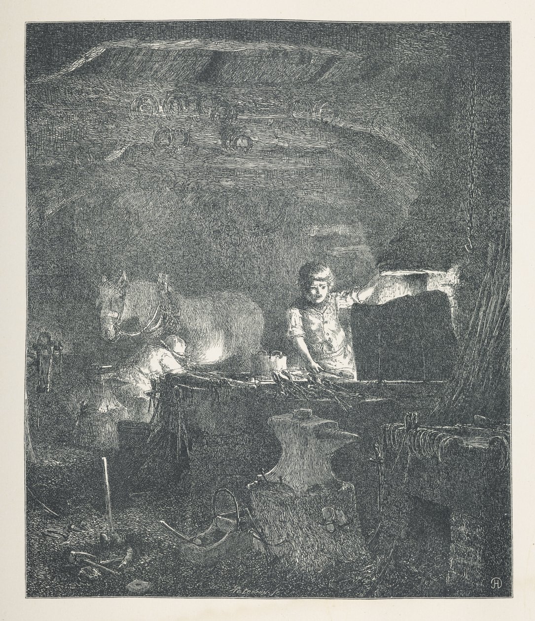Plate 13. En smed. Naturbilder. En serie på tretti originale illustrasjoner tegnet på tre av JH Dell, og gravert av R. Paterson. John Henry Dell av John Henry Dell