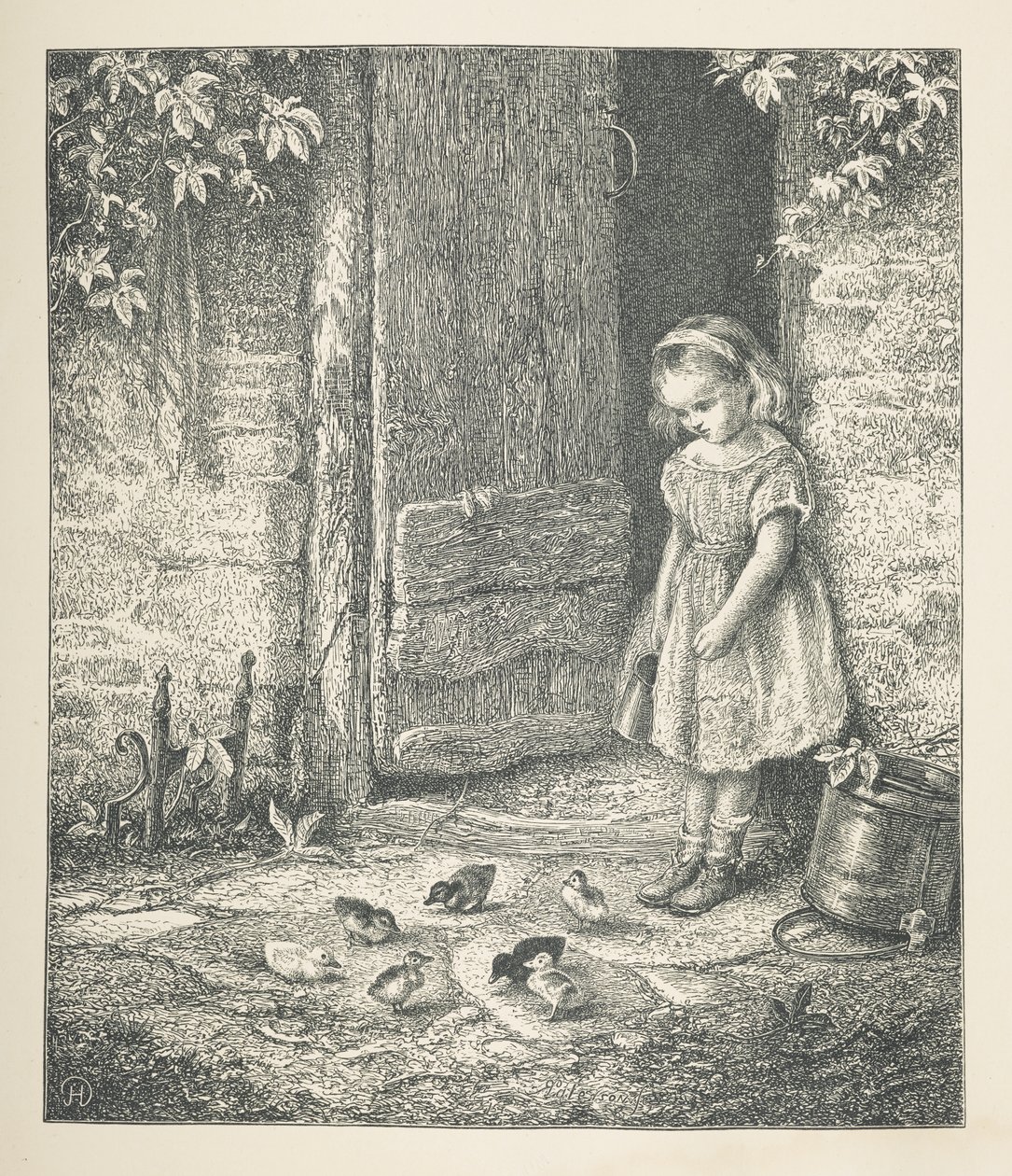 Plate 20. En ung jente og kyllinger, fra 