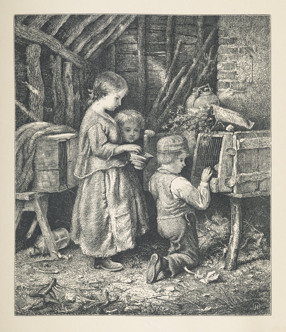 Plate 27. Children, from 'Nature Pictures', En serie med tretti originale illustrasjoner tegnet på tre av JH Dell, og gravert av R. Paterson.John Henry Dell av John Henry Dell