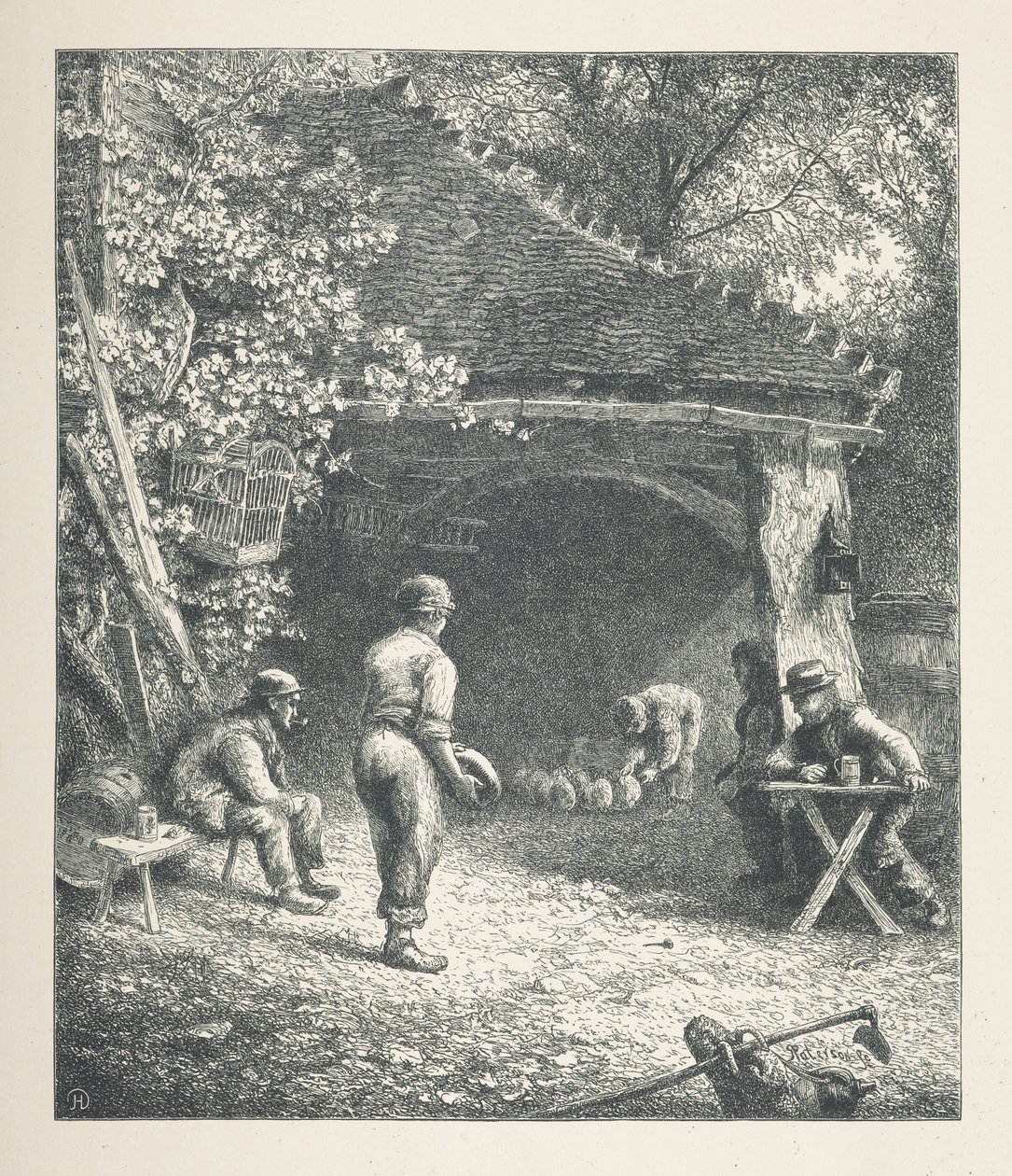 Plate 30. Pastoral scene, fra 'Nature Pictures. En serie på tretti originale illustrasjoner tegnet på tre av JH Dell, og gravert av R. Paterson.John Henry Dell av John Henry Dell