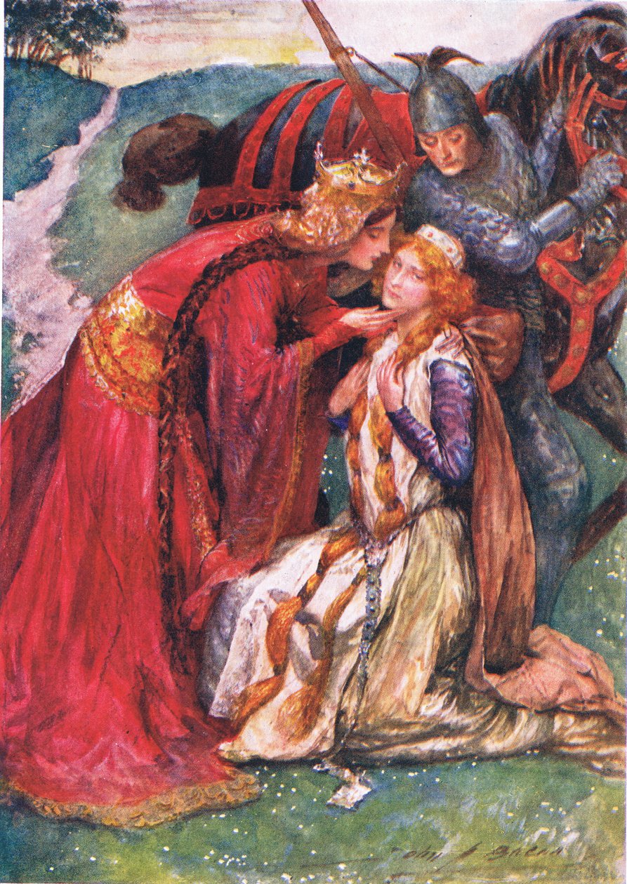Dronning Guinevere ønsker Enid velkommen, illustrasjon for "Children