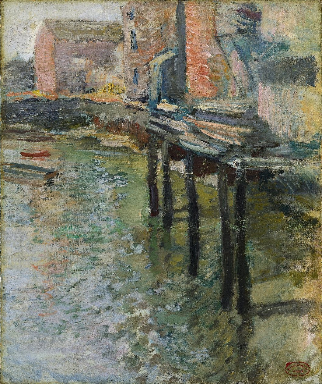 Forlatt kai (Den gamle møllen ved Cos Cob) av John Henry Twachtman